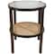 2ft. Brown Rattan Accent Table with Pressed Tempered Glass Top